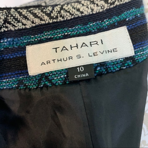Tahari // Blue, Black Geo Striped Tweed Blazer size 10 mar2 - Picture 7 of 8